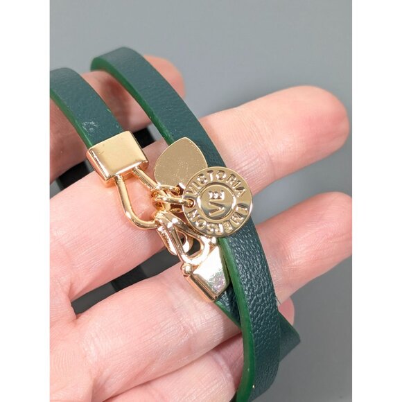 Victoria Emerson Green Leather Double Wrap Bracelet 15 in - Picture 5 of 9